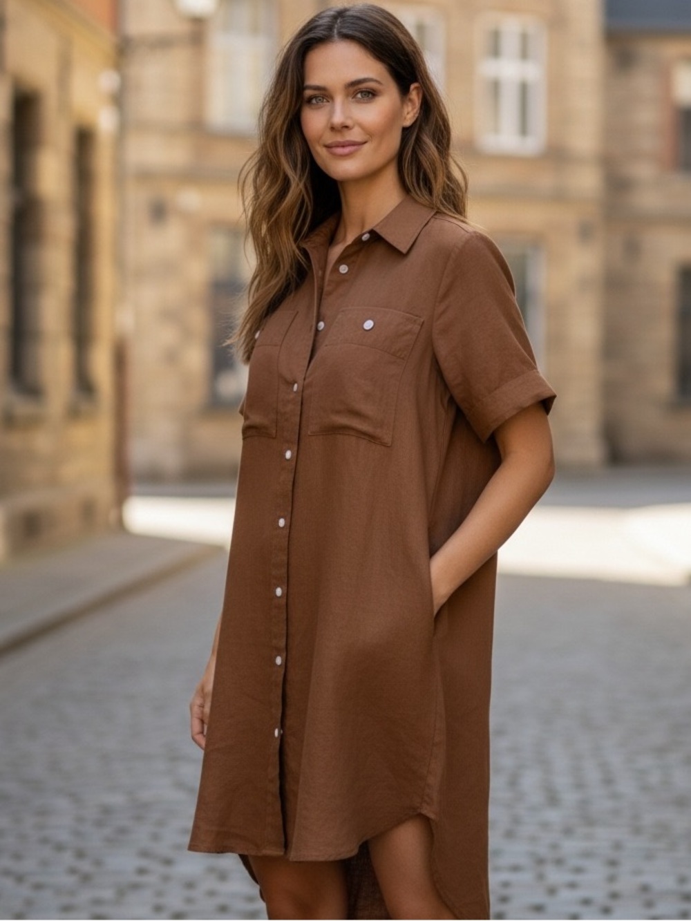 EverlaneThe Daytripper Dress Flax Linen Brown Size S